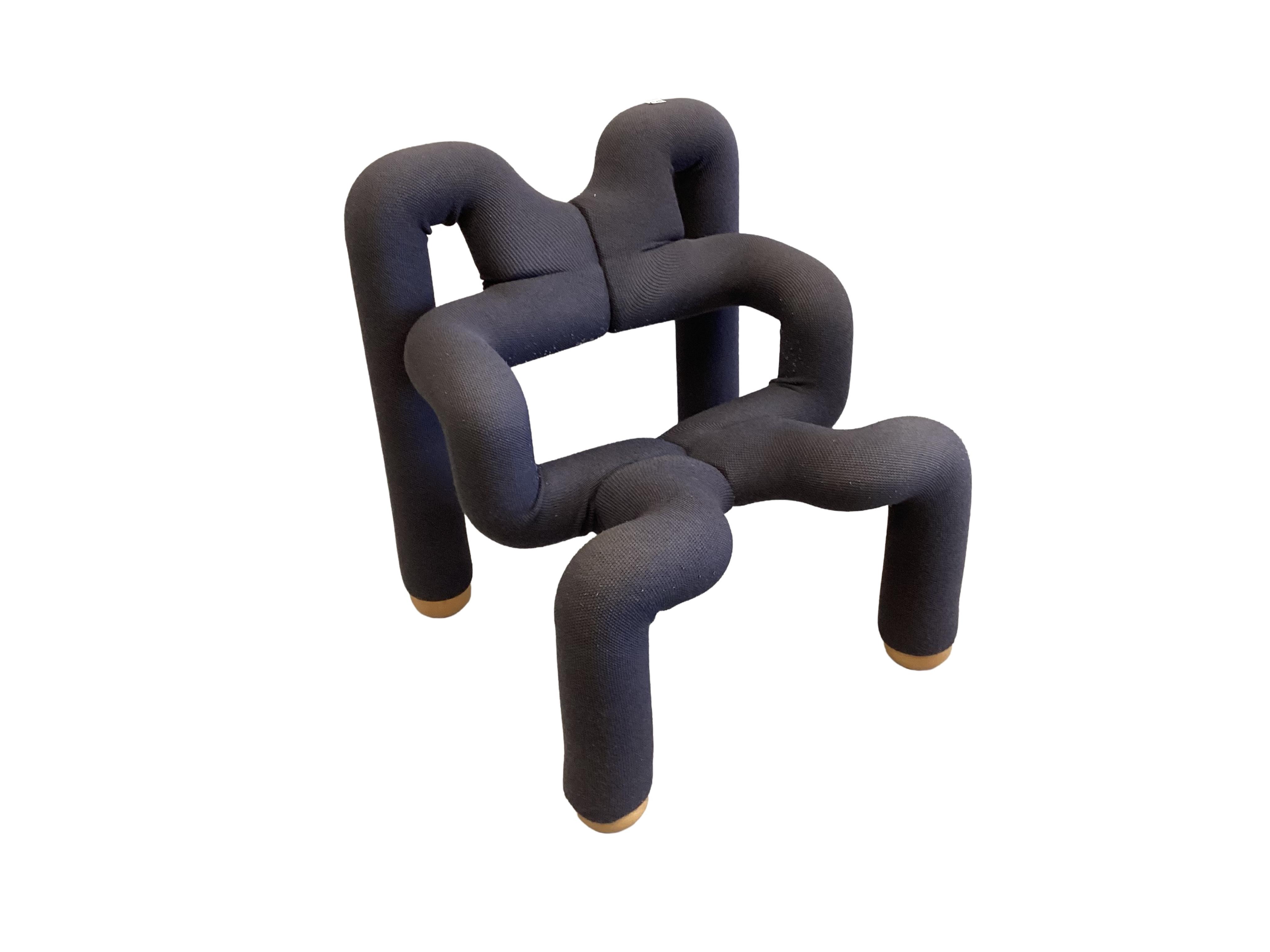 A Varier Elkstrom geometric chair, dark blue / grey upholstery, width 70cm, depth 64cm, height 82cm